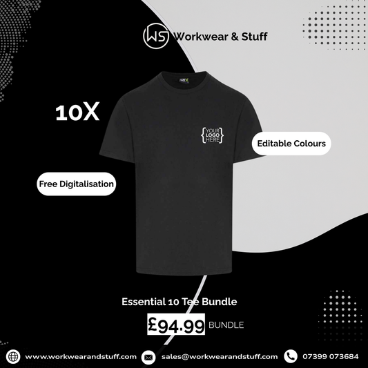 Essentials T-Shirt Pack | 10x Breathable Tees | WorkWear & Stuff