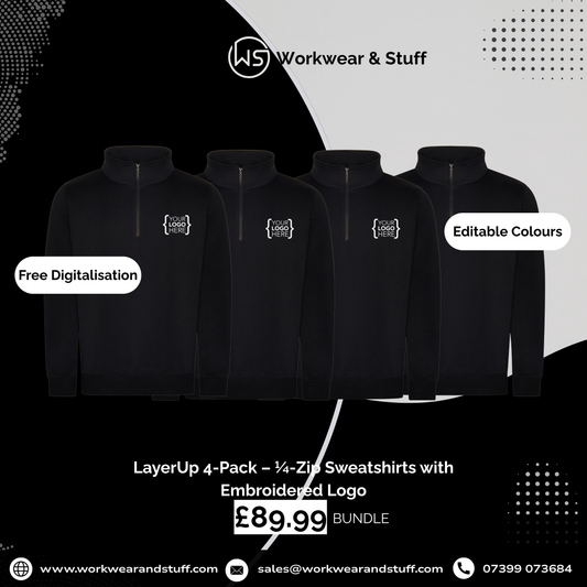 Quarter-Zip Pack | 4 x ¼ Zip Sweatshirts | WorkWear & Stuff