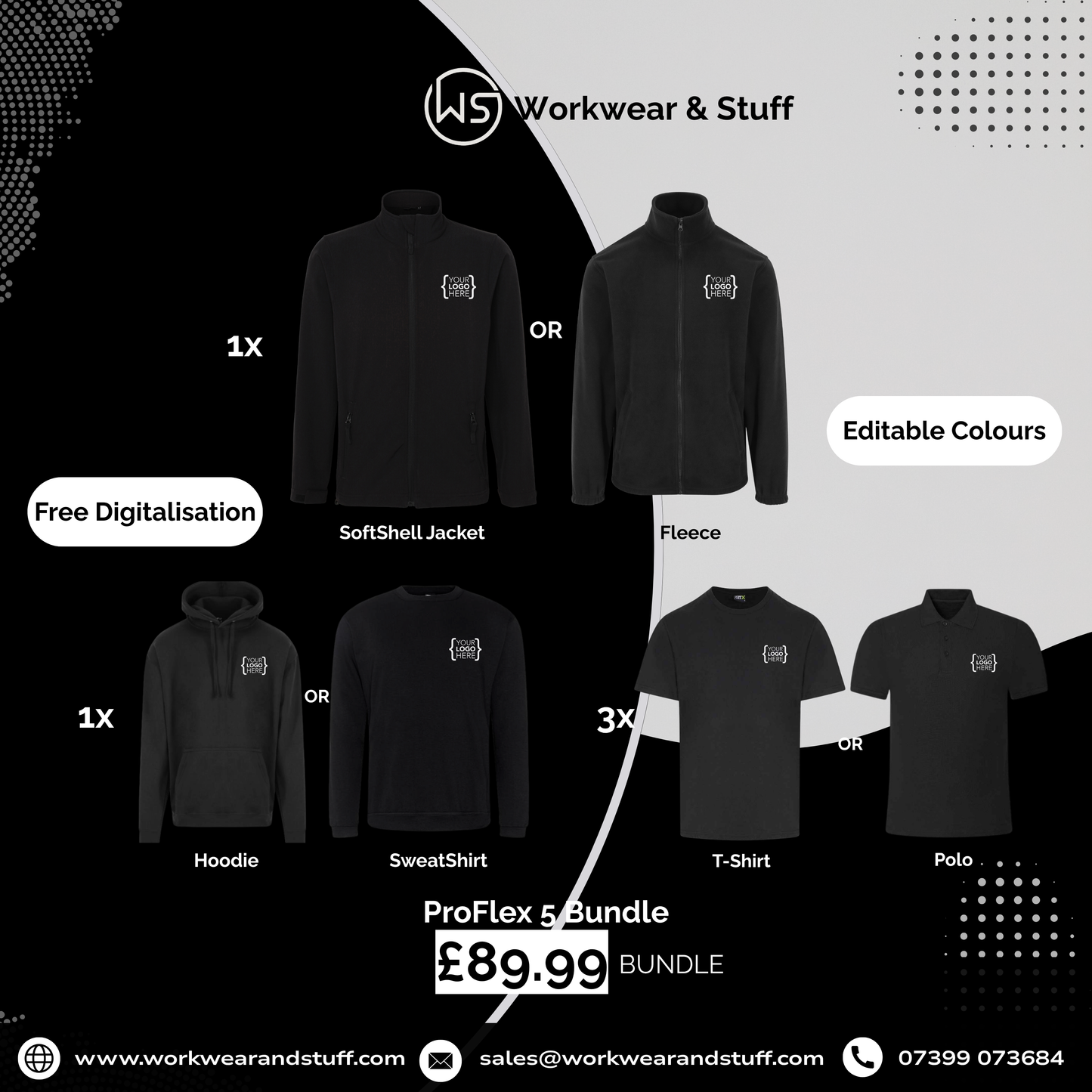 Advanced Workwear Kit | Softshell, Hoodie & 3x Polos or T-Shirts | WorkWear & Stuff