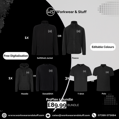 Advanced Workwear Kit | Softshell, Hoodie & 3x Polos or T-Shirts | WorkWear & Stuff