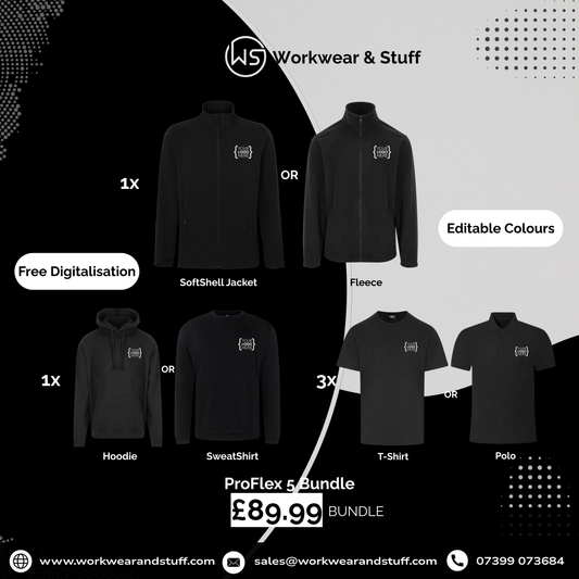 Advanced Workwear Kit | Softshell, Hoodie & 3x Polos or T-Shirts | WorkWear & Stuff