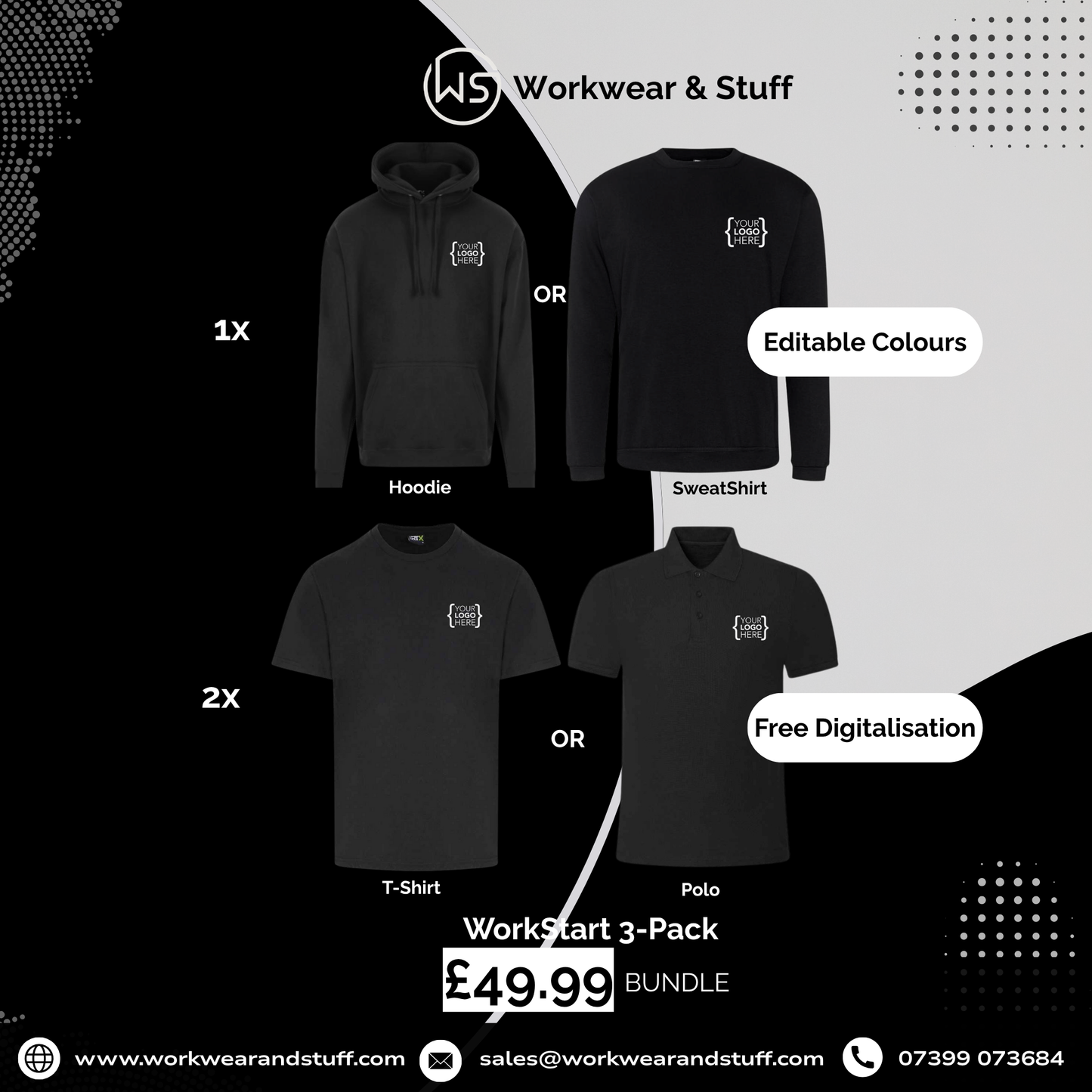 Core Workwear Kit | Hoodie & 2x Polos or T-Shirts | Workwear & Stuff